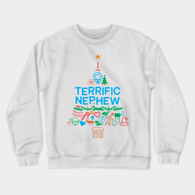 Terrific Nephew Gift - Xmas Tree - Christmas Crewneck Sweatshirt by Vector-Artist